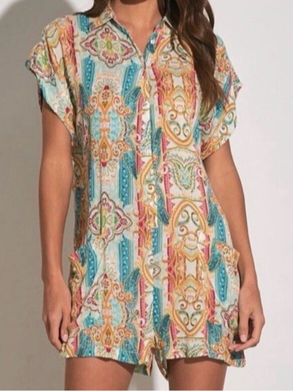 ELAN colorful shorts romper size S